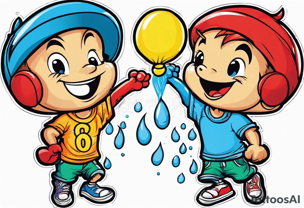 Two brothers one ten one 6 throwing water balloons tattoo idea