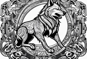 Robot Howling wolf tattoo idea