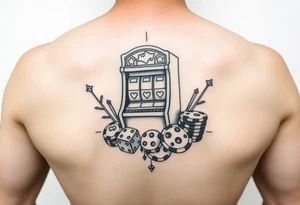 Slot machine and dice and money and poker chips tattoo tattoo idea