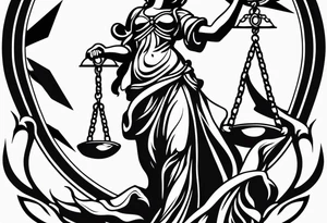 lady justice with scales of justice tattoo idea