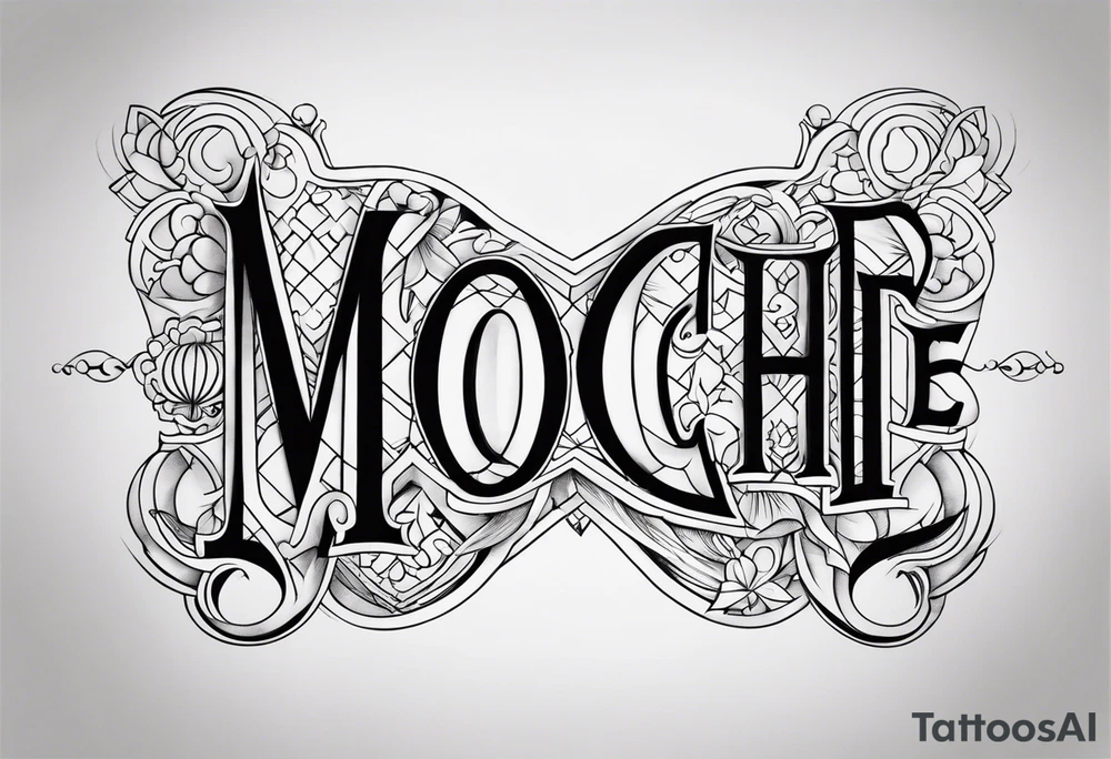 Draw the letters “Moochie” tattoo idea