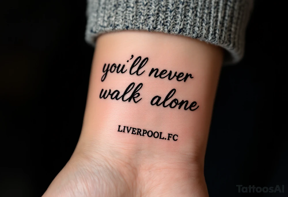 you’ll never walk alone 
           LIVERPOOL.FC tattoo idea