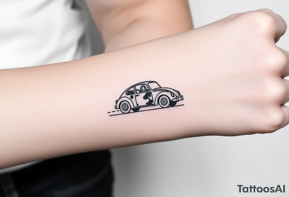 Ladybug driving car tattoo idea