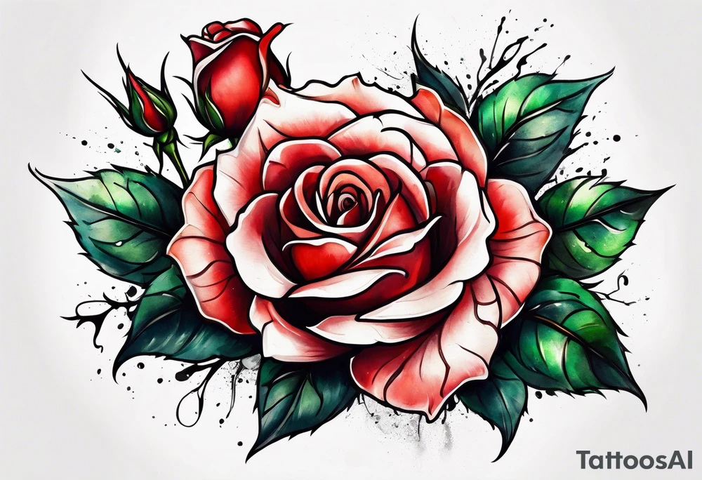 a red rose with thorns tattoo idea