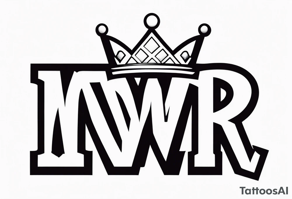 The letters M T R graffiti with a crown on the T tattoo idea