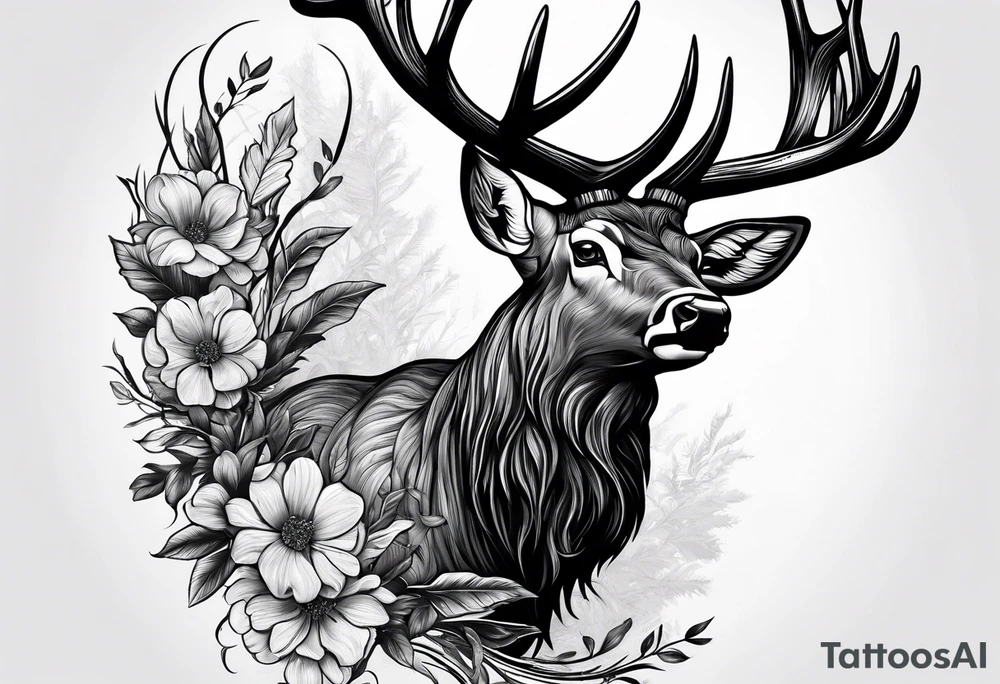 Western stag tattoo idea