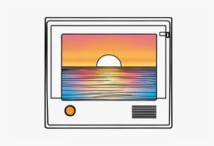 the outline of a polaroid-picture where the image of the picture is a sunset tattoo idea