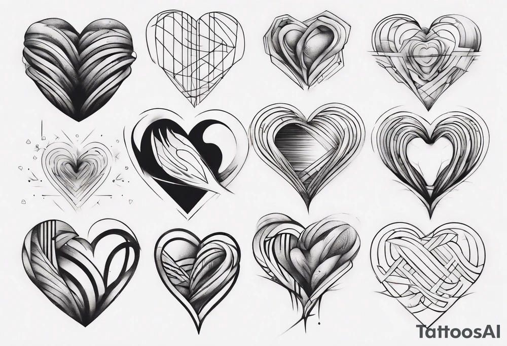 A modern heart made of lines tattoo idea