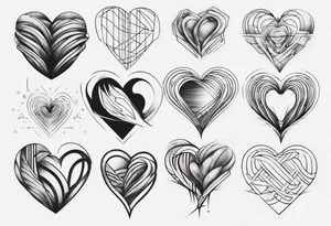 A modern heart made of lines tattoo idea