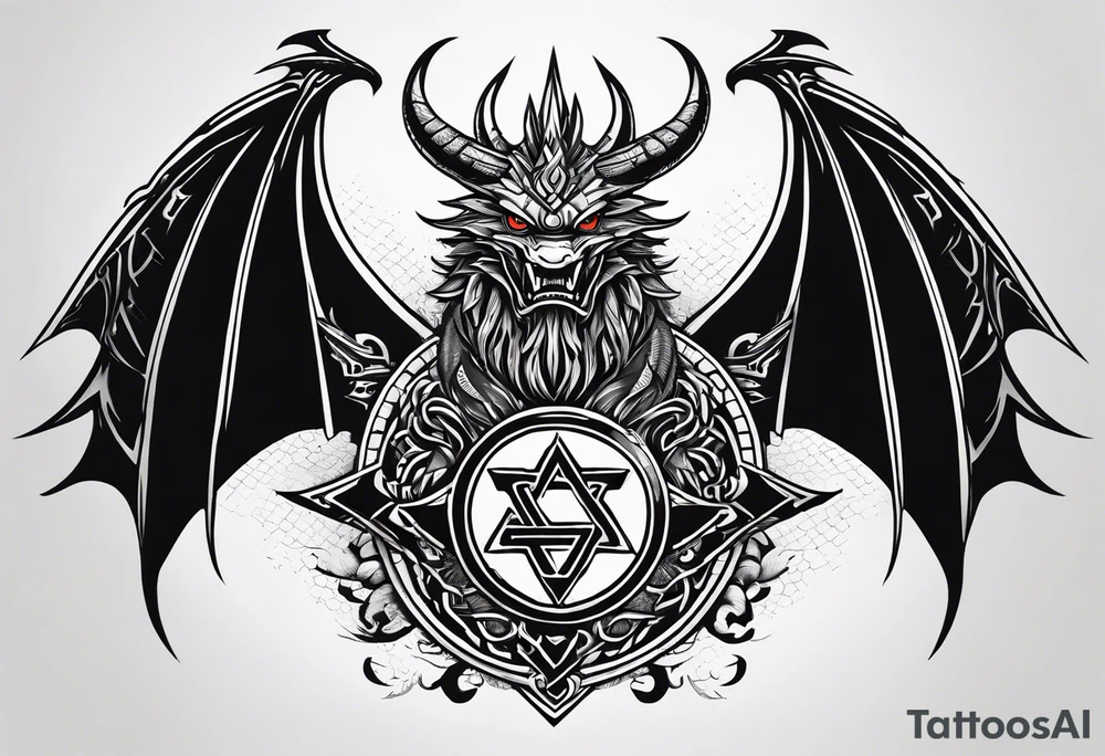 Valhalla sword shield dragon axe Valknut tattoo idea