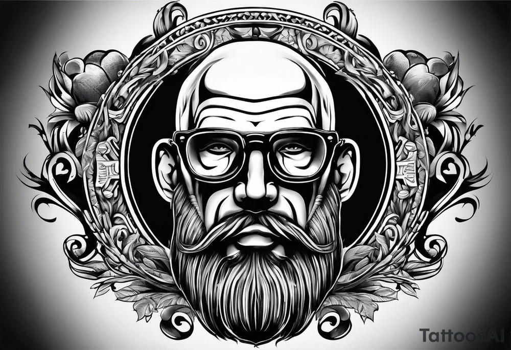 brewery bald man tattoo idea