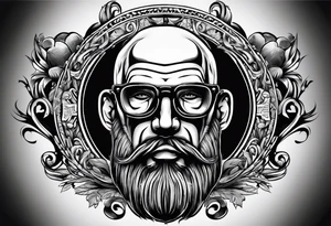 brewery bald man tattoo idea