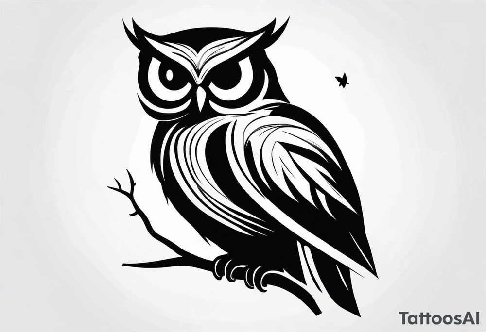 Owl with on line tattoo idea