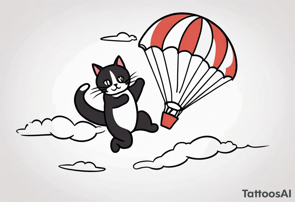 parachuting cat tattoo idea