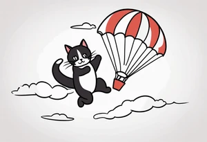 parachuting cat tattoo idea