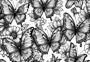 lace butterflies flowers full arm sleeve tattoo idea