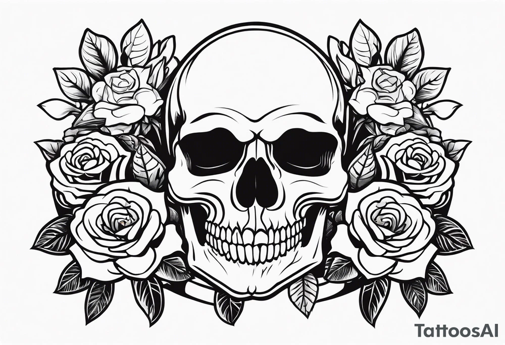 skull and roses tattoo idea