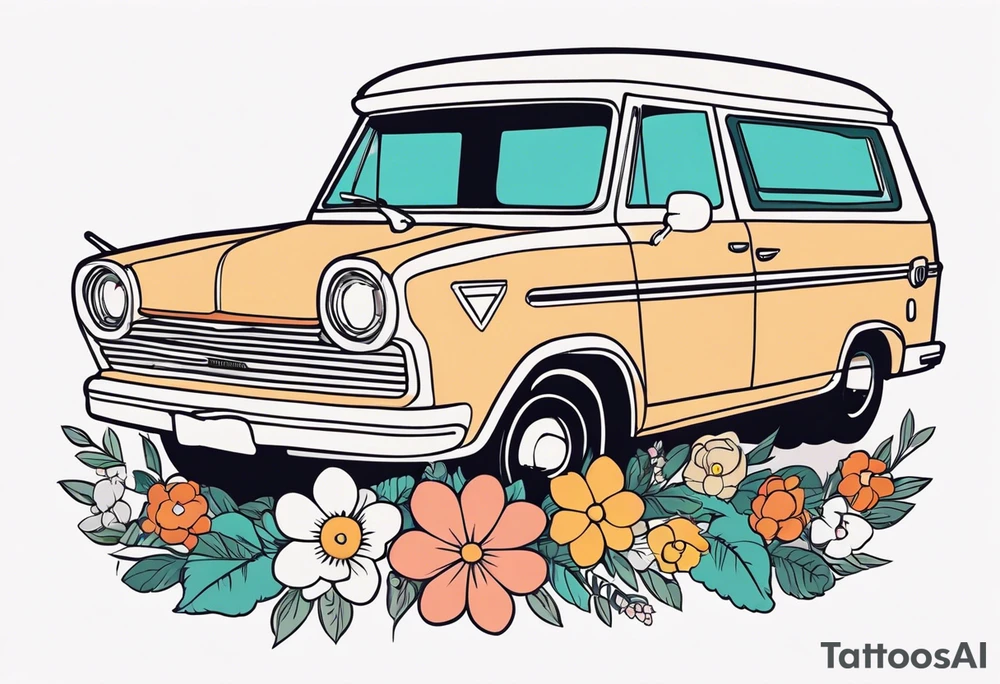 vista cruiser, vintage 70s, groovy, flowers, cute, girly tattoo idea