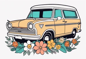 vista cruiser, vintage 70s, groovy, flowers, cute, girly tattoo idea