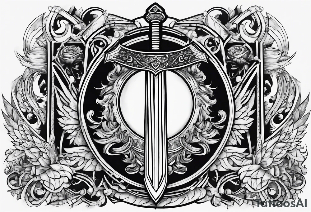Valhalla stairs sword shield tattoo idea