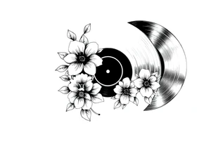 vinyl record with flowers tattoo idea