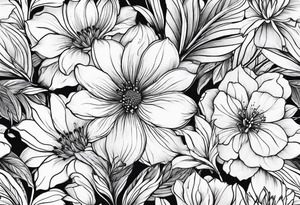 beautiful flowers with leaf tattoo idea