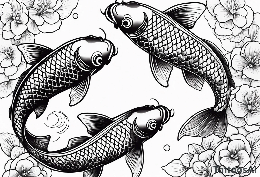 Three Koi fish swimming tattoo idea