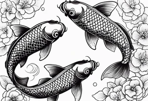 Three Koi fish swimming tattoo idea
