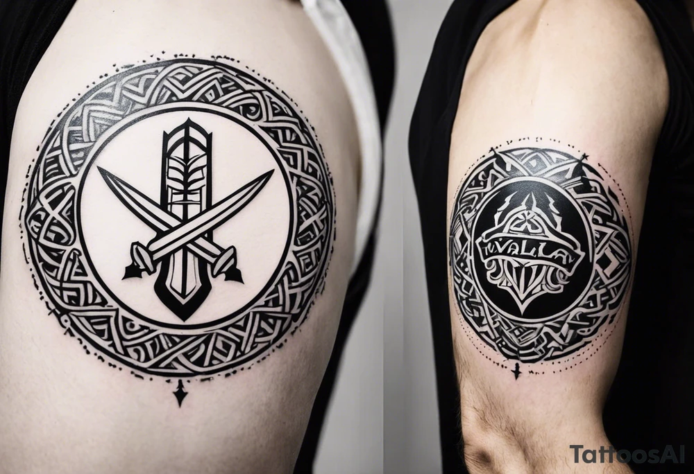 sword Valhalla circle tattoo idea