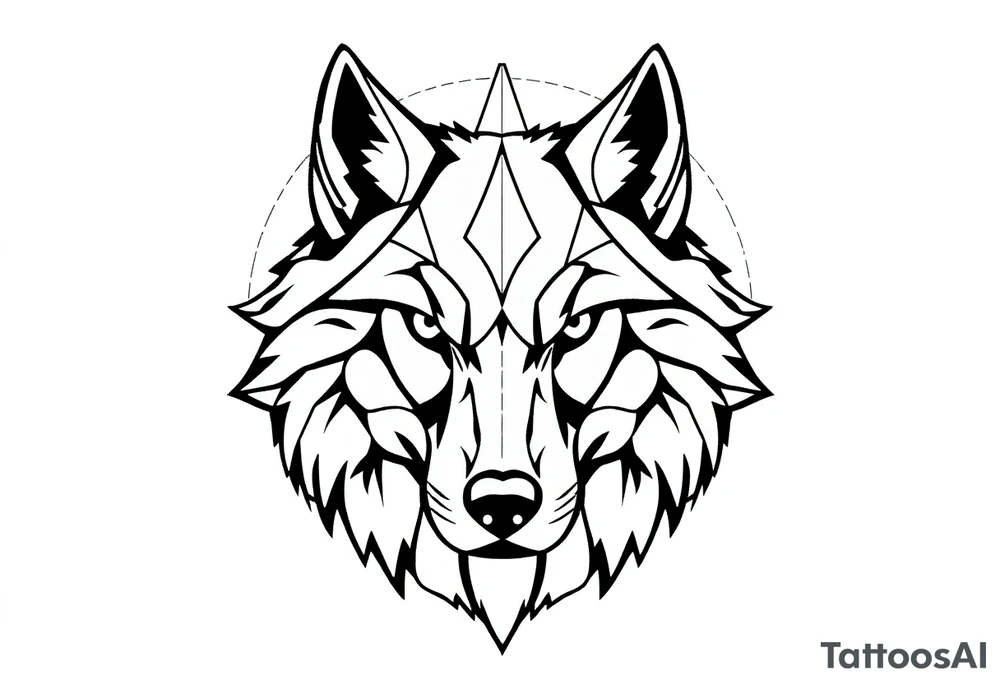Geometric wolfface tattoo idea