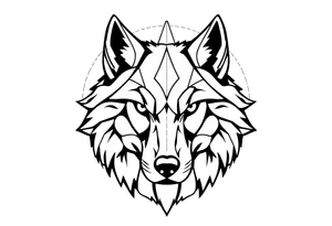 Geometric wolfface tattoo idea
