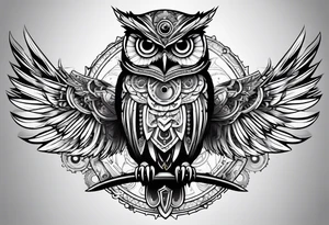 Owl in a steampunk style tattoo idea
