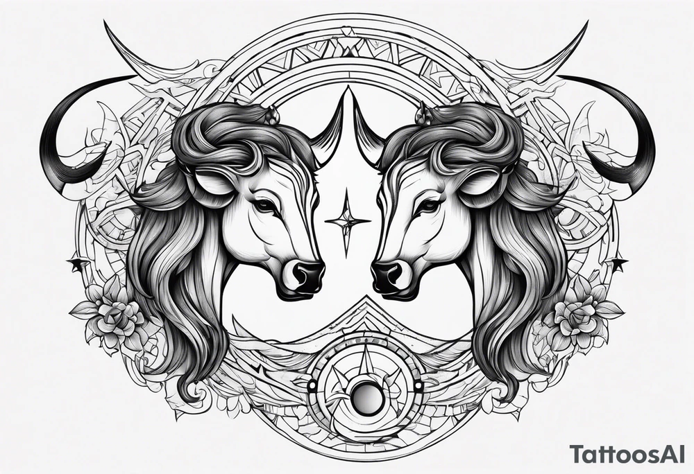 Gemini and taurus symbols intertwined tattoo idea