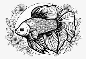 Betta fish with flowers tattoo idea