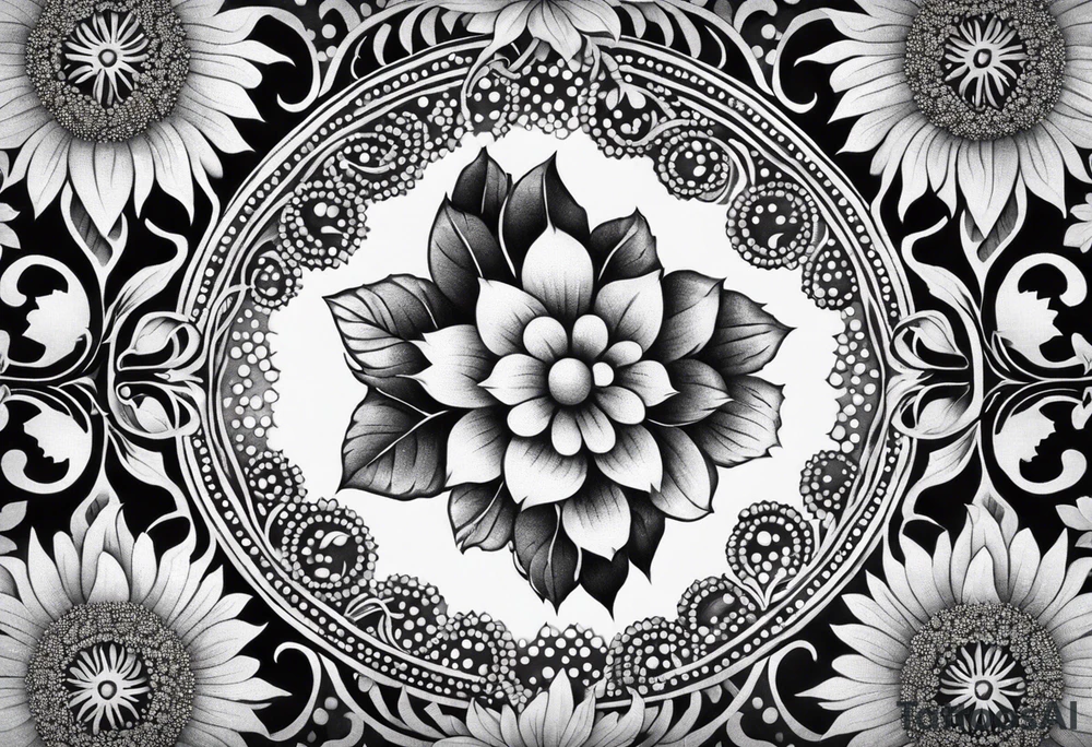 ornaments of flowers tattoo idea