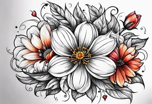 December,october, march birth flower left arm sleeve tattoo idea