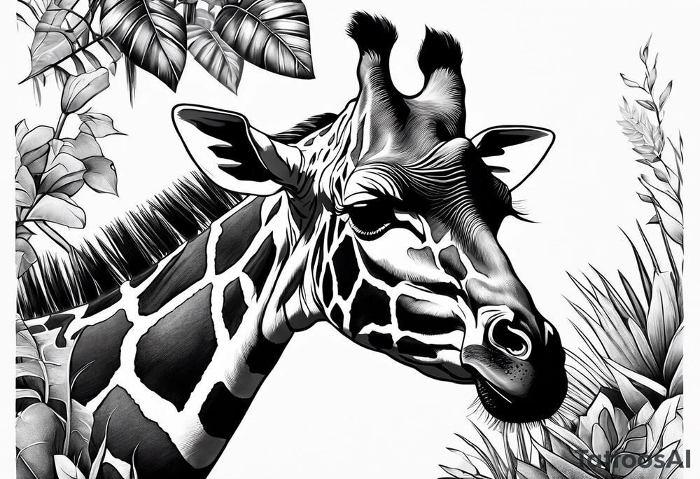 jungle giraffe tattoo idea