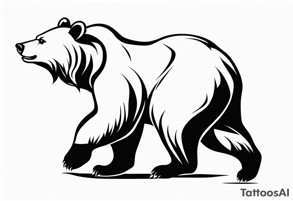 a bear which look at his right, in an attack position. tattoo idea a bear which look at his right, in an attack position. tattoo idea