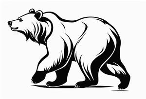 a bear which look at his right, in an attack position. tattoo idea