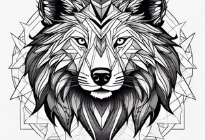 Leão poderoso e majestoso com águia poderosa e observadora juntamente com lobo solitário no braço todo tattoo idea