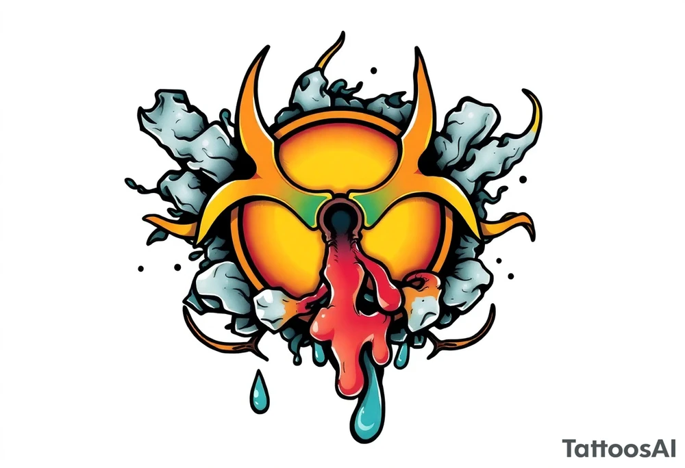 Contagion sign with toxic spill tattoo idea