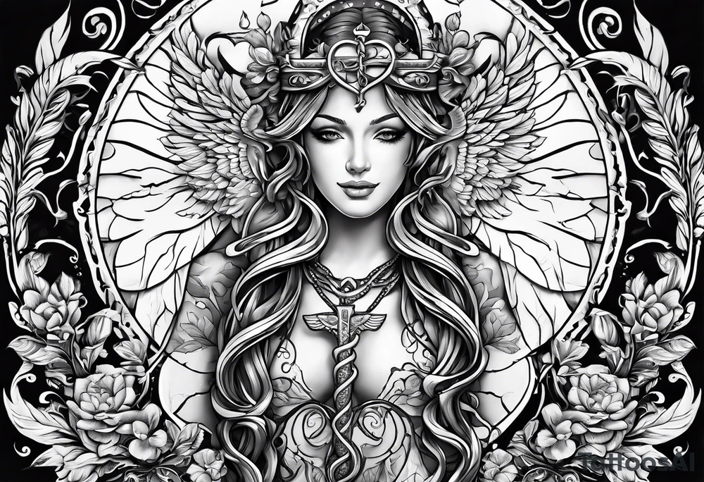 The Caduceus Nursing symbol mixed with fire and the animal kingdom. Have a stethoscope in there tattoo idea