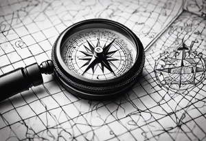 the word on a grid with a small compass compass tattoo idea
