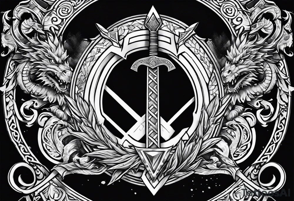 Valhalla valknut sword axe Dragon tattoo idea