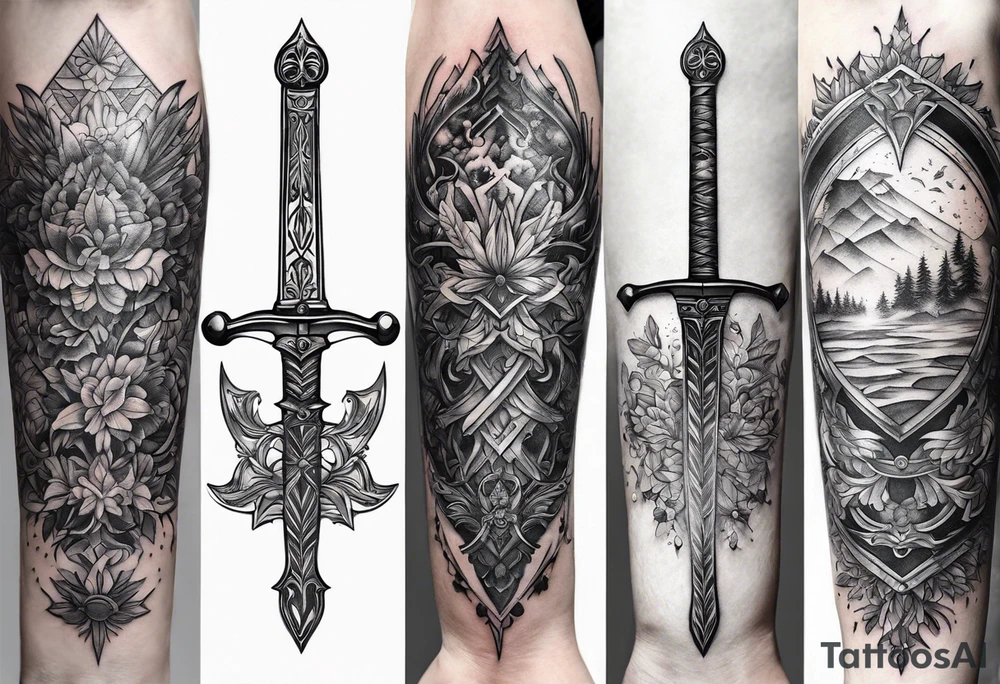 snow falling on swords tattoo idea