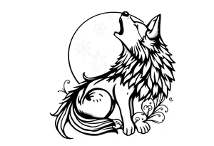 Wolf howling to the moon tattoo idea