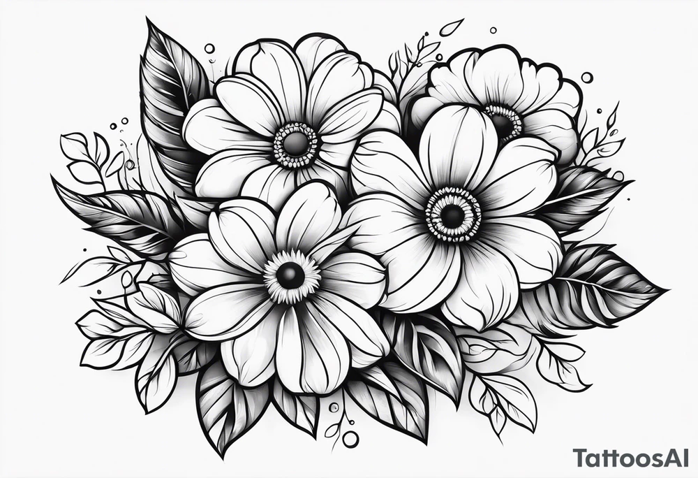 Paw print of flowers tattoo idea