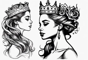 lady with a crown facing to the right tattoo idea