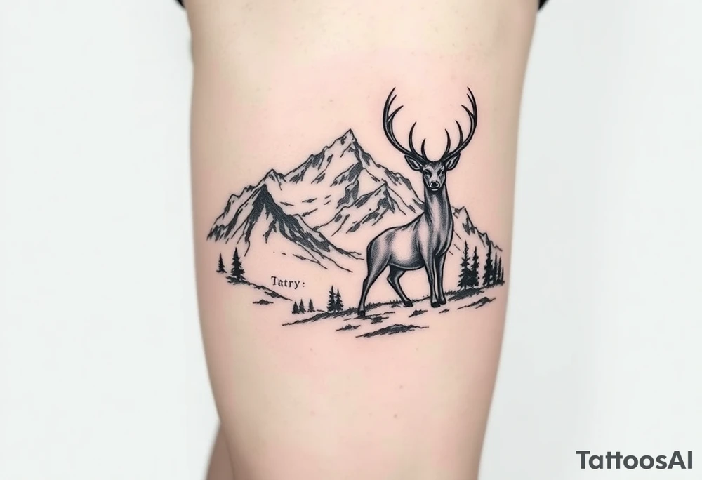 Polish mountain range called Tatry with deer tattoo idea