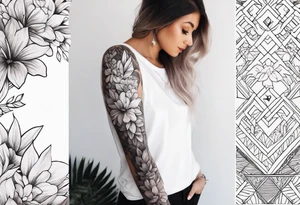 hand sleeve tatto flower beach mountain tattoo idea